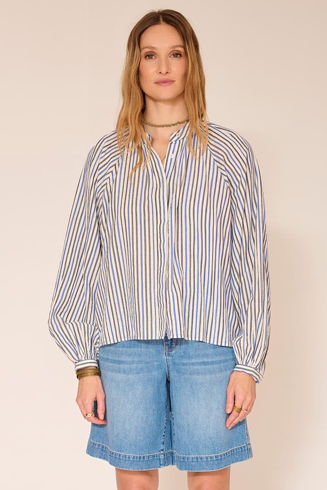Camicia rigata blu/nero