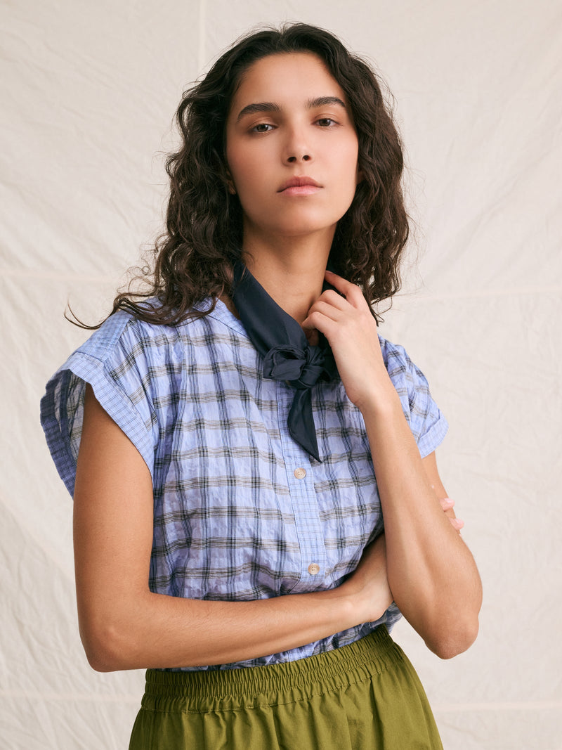 Camicia check azzurro/blu