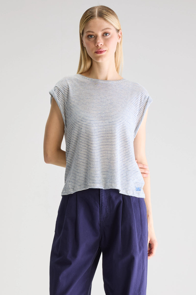 T-shirt righe azzurre