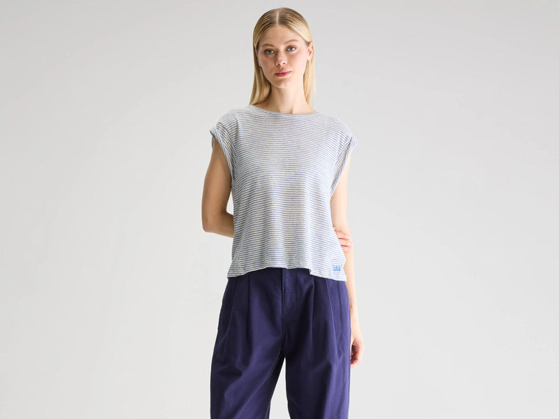T-shirt righe azzurre