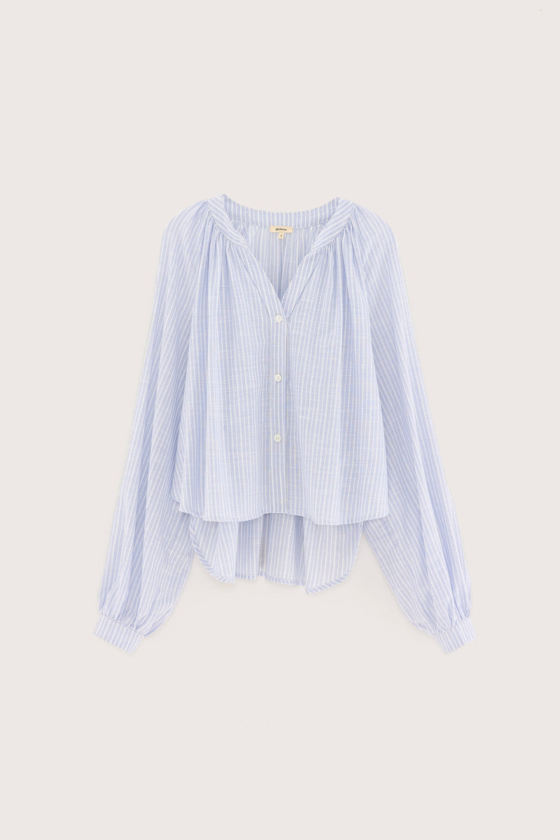 Camicia righe azzurre scollo V