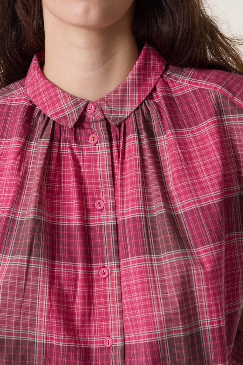 Camicia rigata rosso/rosa