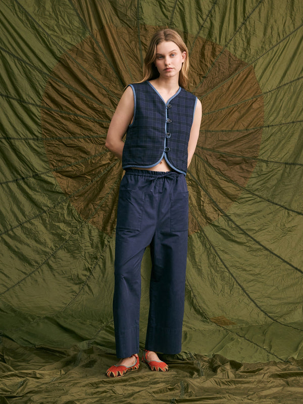 Gilet check blu