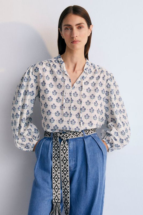 Camicia fiorellini blu