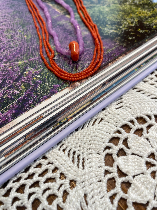 collana agata viola e corallo