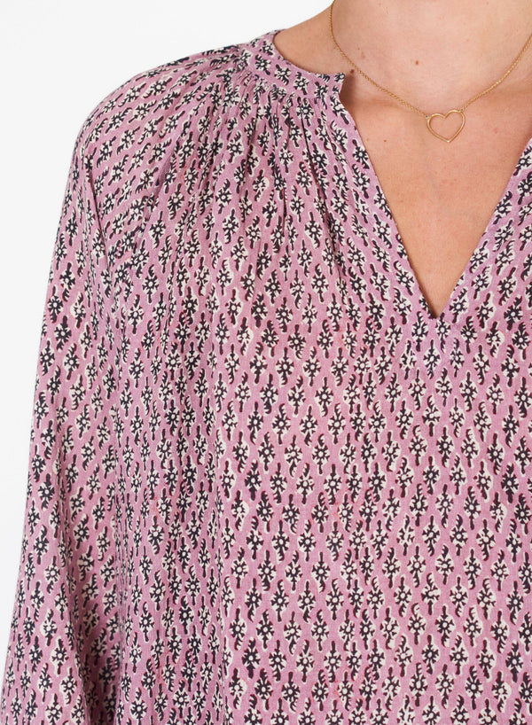 Camicia rosa antico stampa blockprint
