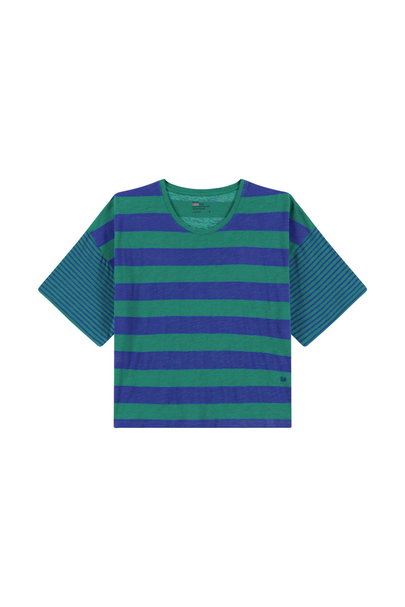 T shirt rigata verde e blu