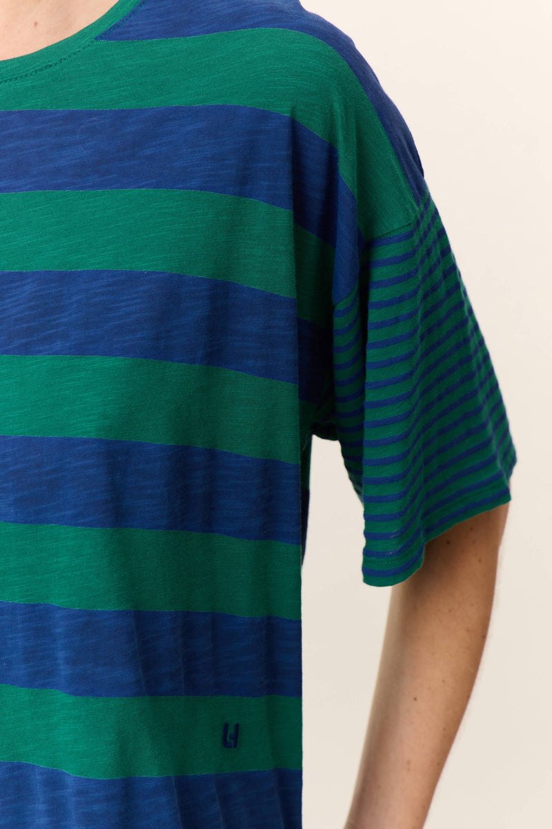 T shirt rigata verde e blu