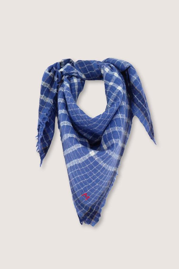 Foulard check denim blu