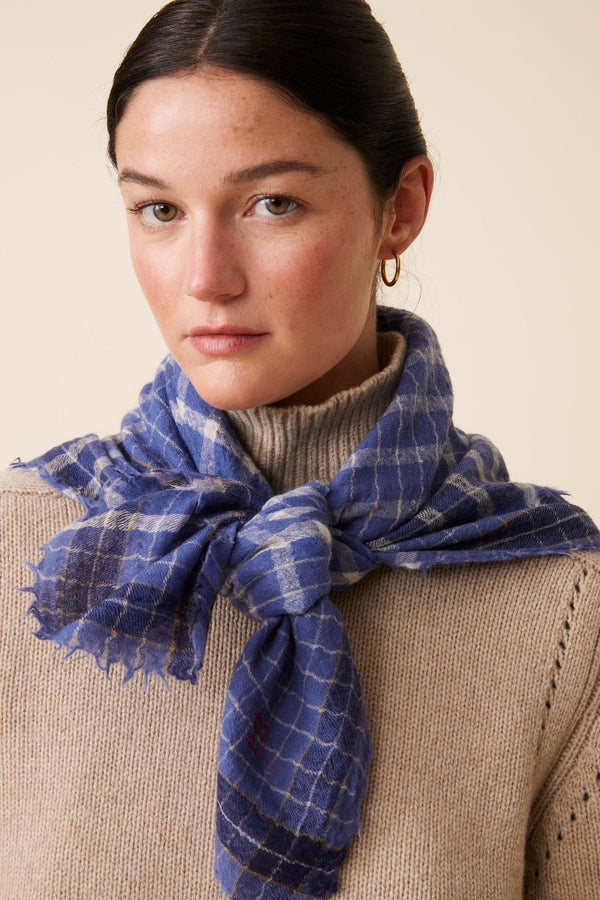 Foulard check denim blu