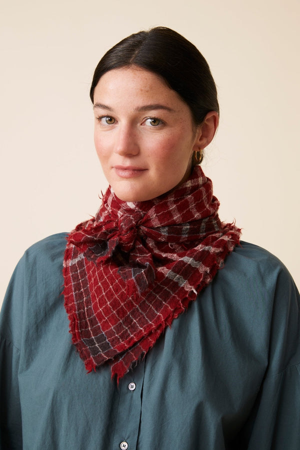 Foulard check bordeaux