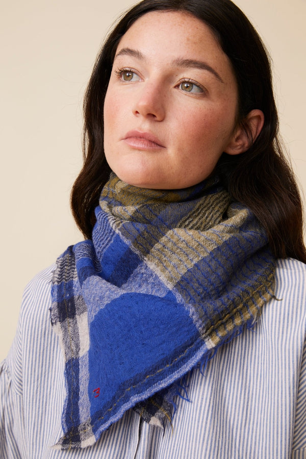 Foulard check bluette/verde lime